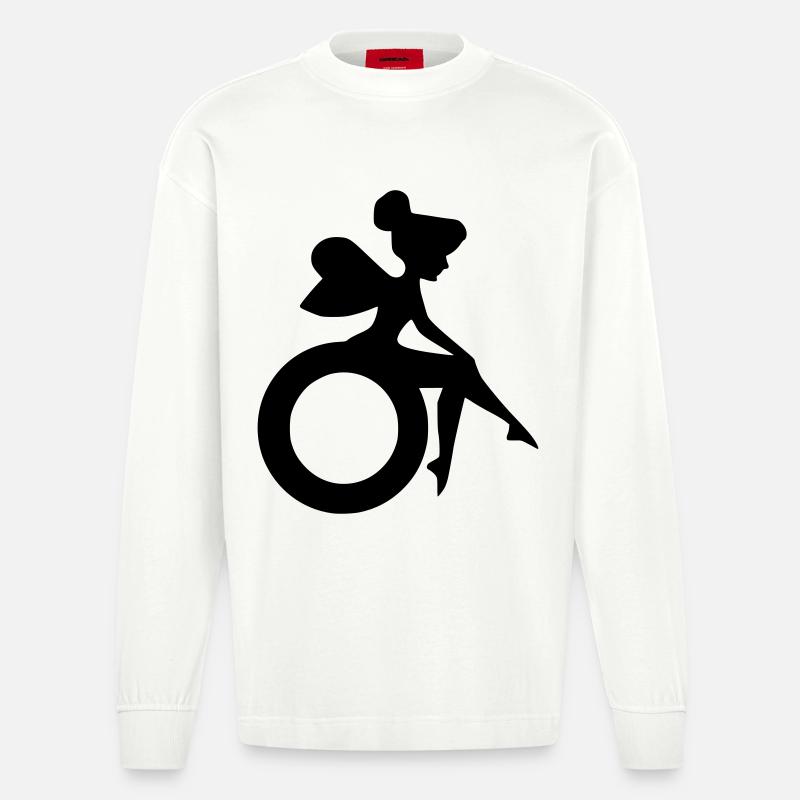 Image d’une fée en fauteuil roulant # - Manches longues bio épais oversize fabriqué en UE - OFF WHITE