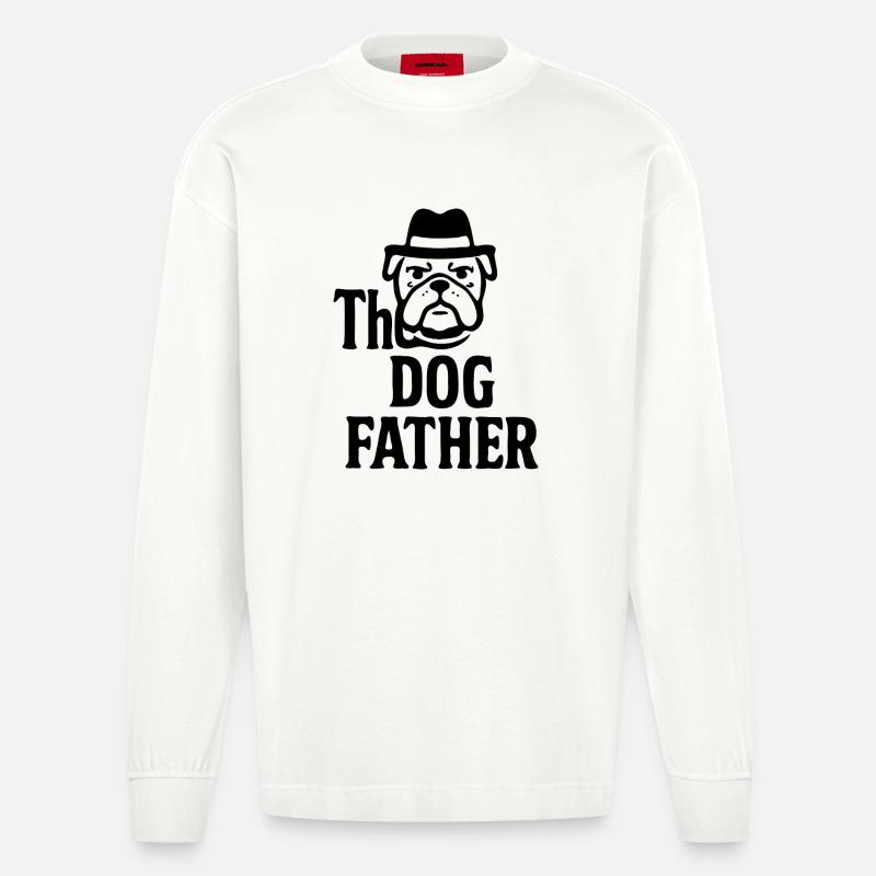 Das Maskottchen-Maskottchen-Design des Hundevaters Bulldoggenhuts - Heavyweight Oversized Organic Langarmshirt Made in EU - OFF WHITE