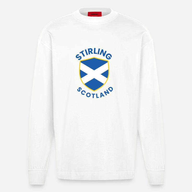 Conception du bouclier écossais de Stirling - Manches longues bio épais oversize fabriqué en UE - OFF WHITE