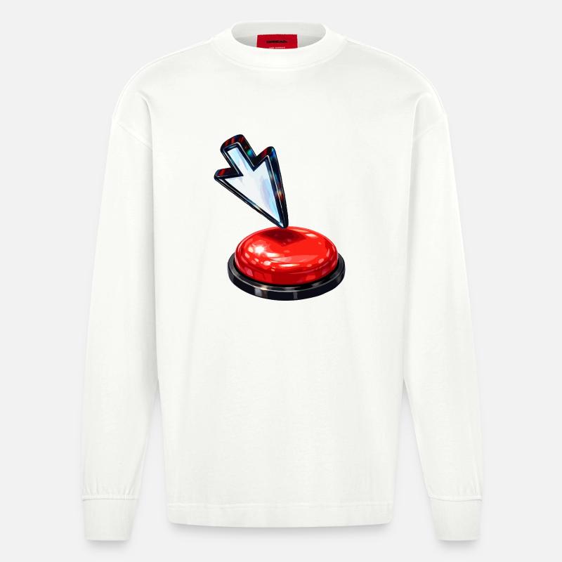 Bouton flèche vers le bas - Manches longues bio épais oversize fabriqué en UE - OFF WHITE