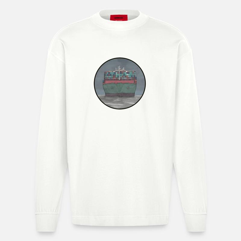 Bateau à conteneurs - Manches longues bio épais oversize fabriqué en UE - OFF WHITE