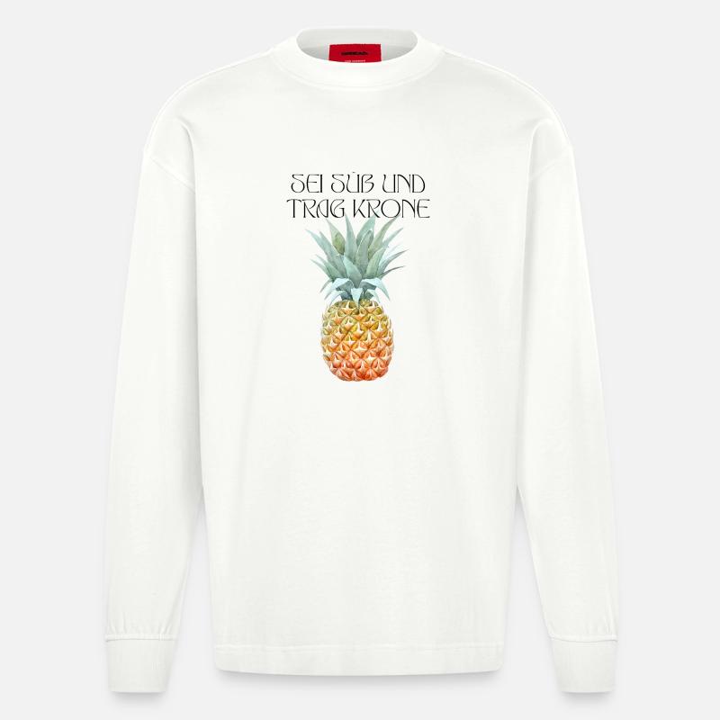 Sei süß und trag Krone - Heavyweight Oversized Organic Langarmshirt Made in EU - OFF WHITE