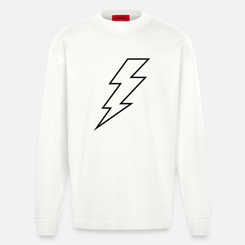 Lightning bolt - Heavyweight Oversized Organic Longsleeve Shirt Made in EU - OFF WHITE
