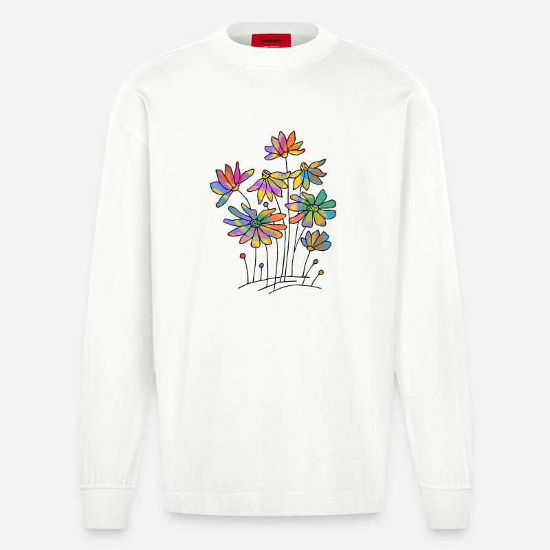 Blumen - Heavyweight Oversized Organic Langarmshirt Made in EU - OFF WHITE