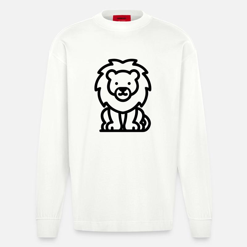 Löwe - Heavyweight Oversized Organic Langarmshirt Made in EU - OFF WHITE