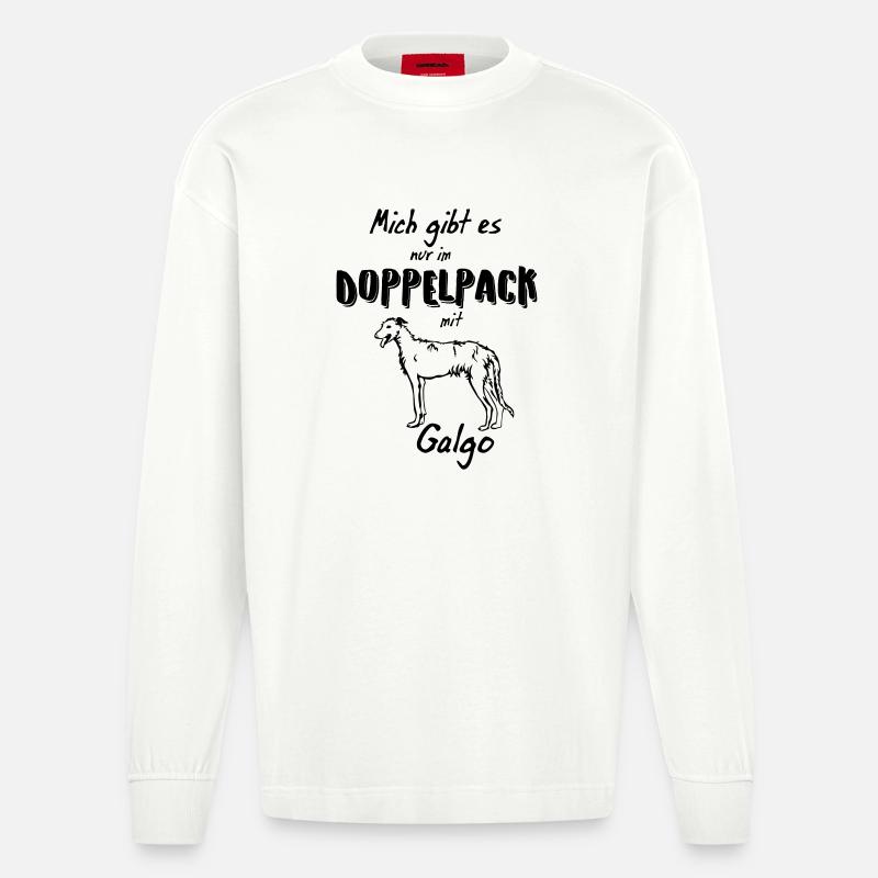 Galgo Silhouette - Kontur - Heavyweight Oversized Organic Langarmshirt Made in EU - OFF WHITE
