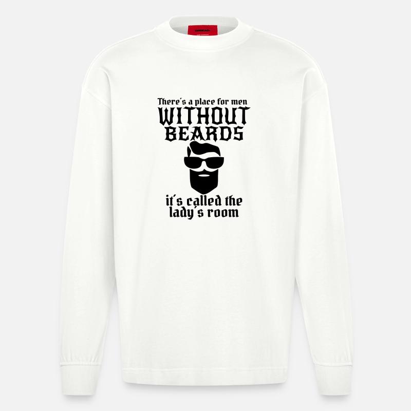 Mann mit Bart - Heavyweight Oversized Organic Langarmshirt Made in EU - OFF WHITE
