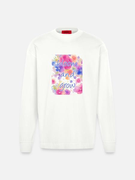 bloom and grow - Heavyweight Oversized Organic Langarmshirt Made in EU - OFF WHITE