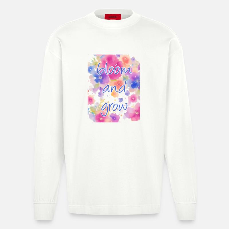 bloom and grow - Heavyweight Oversized Organic Langarmshirt Made in EU - OFF WHITE