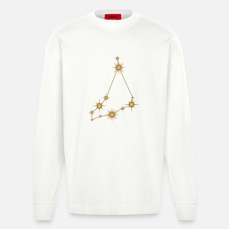 Sternbild Steinbock Sternzeichen Sternzeichen - Heavyweight Oversized Organic Langarmshirt Made in EU - OFF WHITE