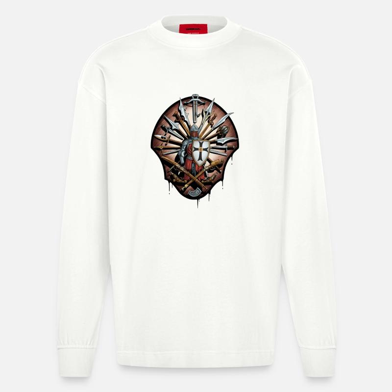 Ritter von Ehrenklinge Emblem - Heavyweight Oversized Organic Langarmshirt Made in EU - OFF WHITE