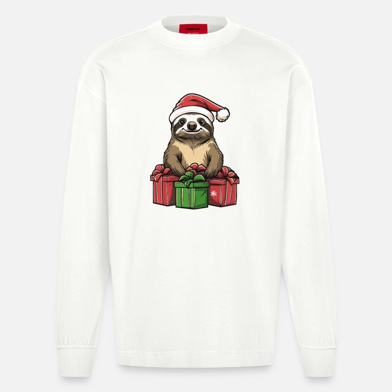 Faultier Weihnachten Geschenke - Heavyweight Oversized Organic Langarmshirt Made in EU - OFF WHITE