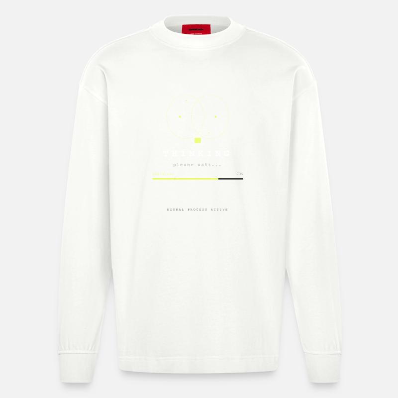 BRAIN.EXE IS LOADING - Heavyweight Oversized Organic Longsleeve Shirt Made in EU - OFF WHITE