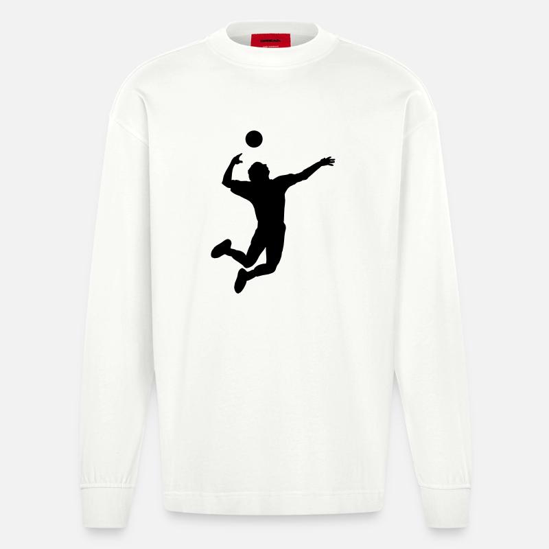 Volleyball gesprungen Schlag oder Service - Heavyweight Oversized Organic Langarmshirt Made in EU - OFF WHITE