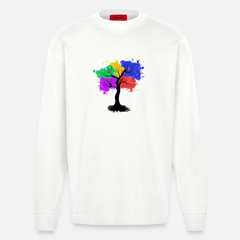 Arbre de couleur - Manches longues bio épais oversize fabriqué en UE - OFF WHITE