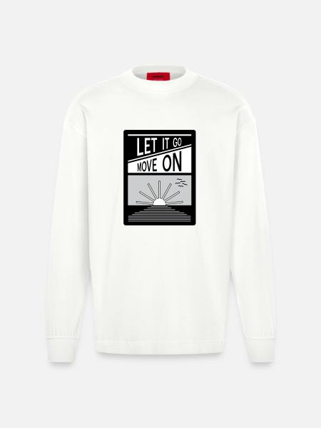 Loslassen. Mach weiter. - Heavyweight Oversized Organic Langarmshirt Made in EU - OFF WHITE