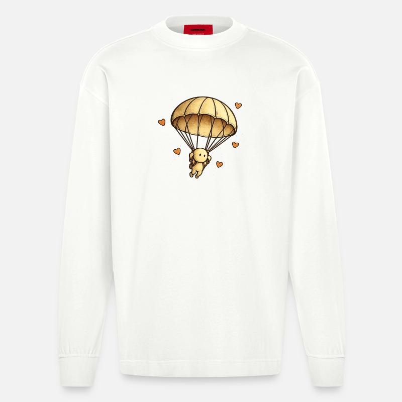 Der kleine Gedanke | Fallschirm - Heavyweight Oversized Organic Langarmshirt Made in EU - OFF WHITE