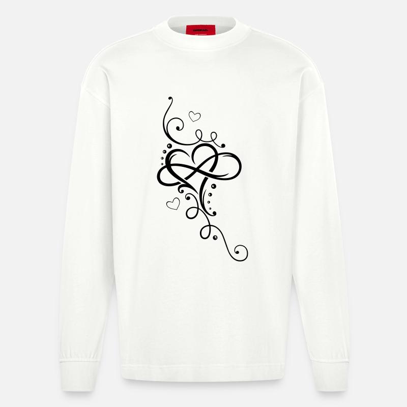 Herz, Unendlichkeit, heart, infinity - Heavyweight Oversized Organic Langarmshirt Made in EU - OFF WHITE