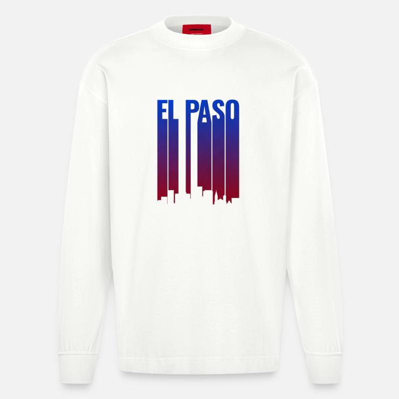 El Paso Skyline Gradient - Heavyweight Oversized Organic Langarmshirt Made in EU - OFF WHITE