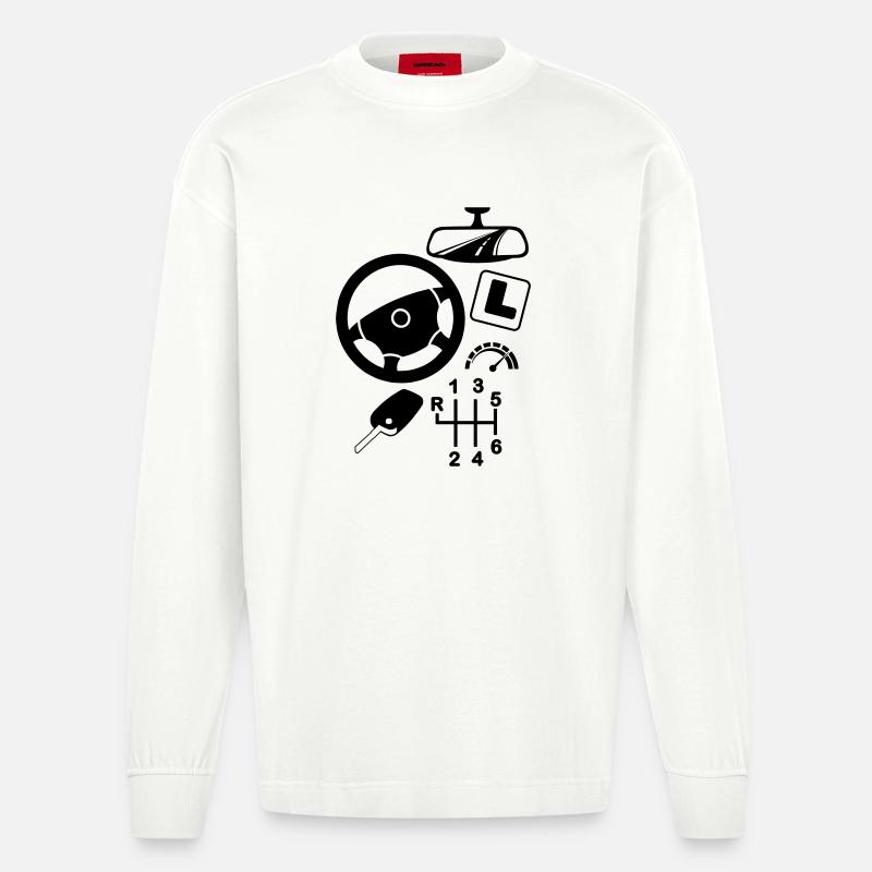Logo Autofahrlehrer - Heavyweight Oversized Organic Langarmshirt Made in EU - OFF WHITE