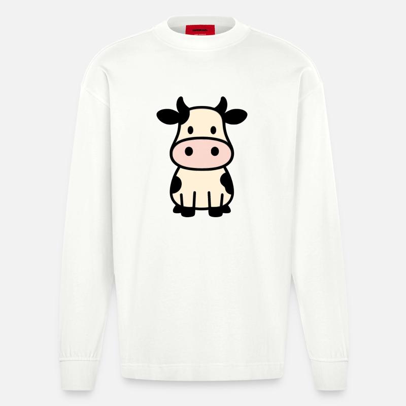 Vache mignonne - Manches longues bio épais oversize fabriqué en UE - OFF WHITE