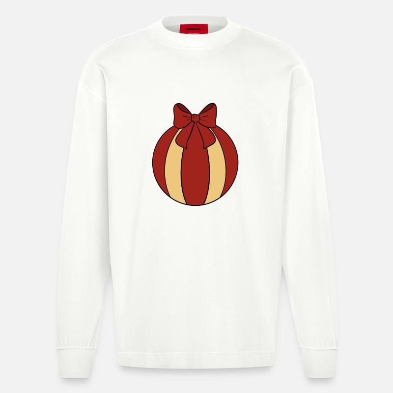 Weihnachtskugel  - Heavyweight Oversized Organic Langarmshirt Made in EU - OFF WHITE