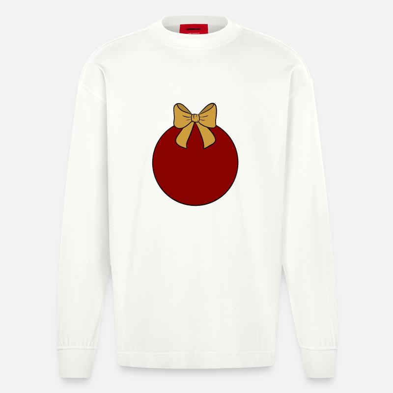 Weihnachtskugel  - Heavyweight Oversized Organic Langarmshirt Made in EU - OFF WHITE