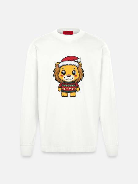 Noël de Noël Lion - Manches longues bio épais oversize fabriqué en UE - OFF WHITE