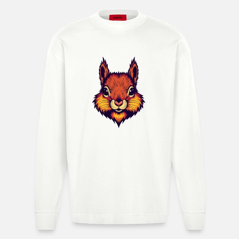 Leuchtend herbstliches Eichhörnchen  - Heavyweight Oversized Organic Langarmshirt Made in EU - OFF WHITE