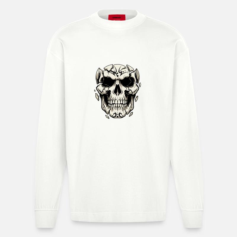 Crâne éclaté – Graphismes gothiques - Manches longues bio épais oversize fabriqué en UE - OFF WHITE