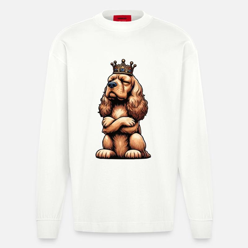 Cocker Spaniel Cockerhund Cocker Spaniel Besitzer - Heavyweight Oversized Organic Langarmshirt Made in EU - OFF WHITE