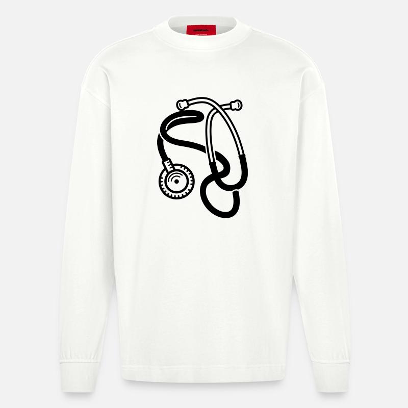 stéthoscope - Manches longues bio épais oversize fabriqué en UE - OFF WHITE