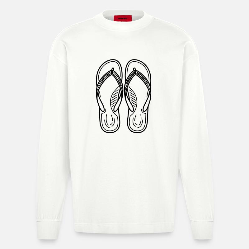 Sommer-Flip-Flops - Heavyweight Oversized Organic Langarmshirt Made in EU - OFF WHITE