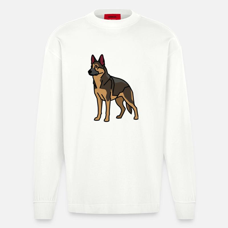 Deutscher Schäferhund - Heavyweight Oversized Organic Langarmshirt Made in EU - OFF WHITE