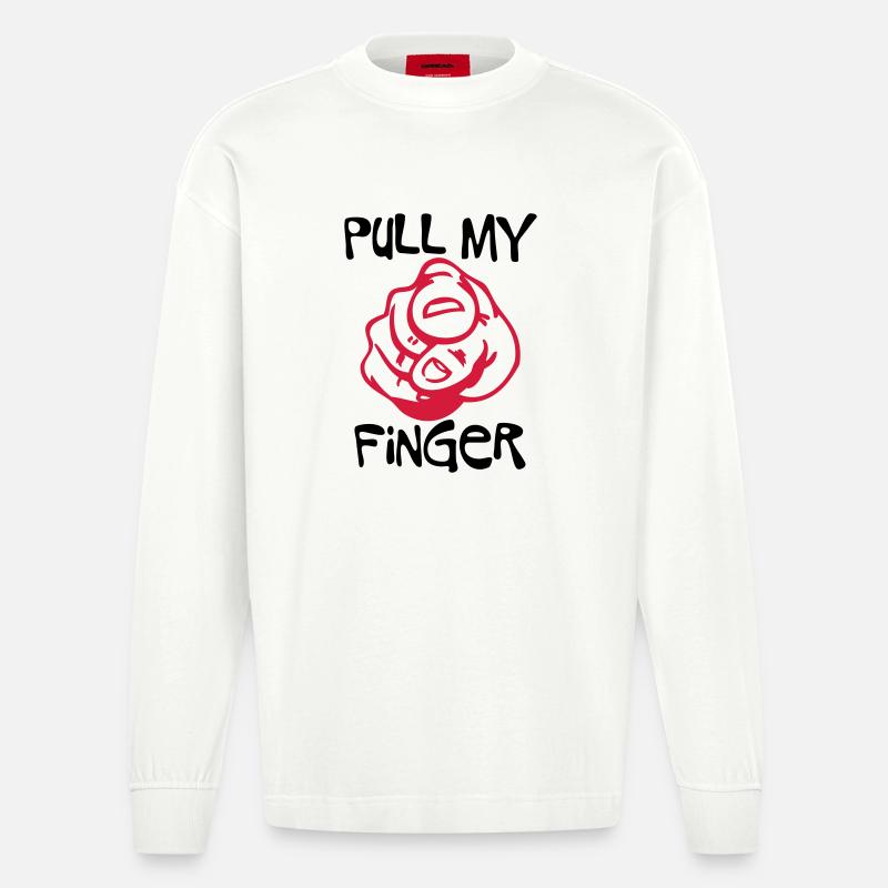 Pull my Finger - Heavyweight Oversized Organic Langarmshirt Made in EU - OFF WHITE