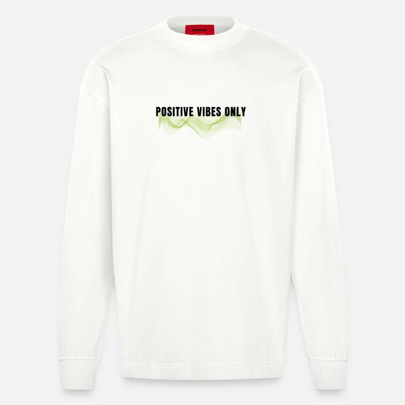 Nur positive Vibes - Heavyweight Oversized Organic Langarmshirt Made in EU - OFF WHITE