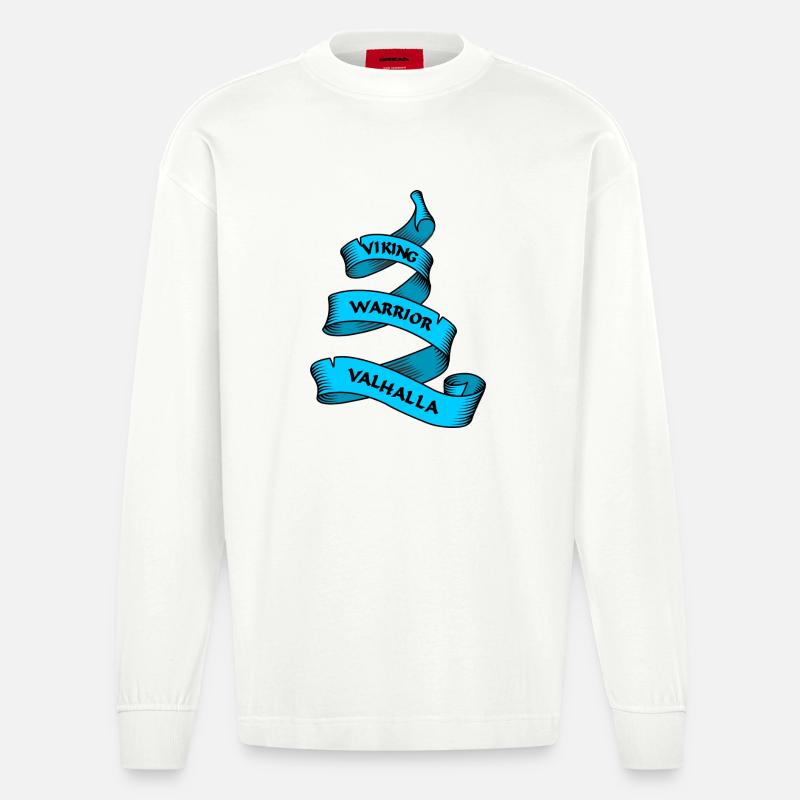 Wikinger Wimpel oder Banner blau - Heavyweight Oversized Organic Langarmshirt Made in EU - OFF WHITE