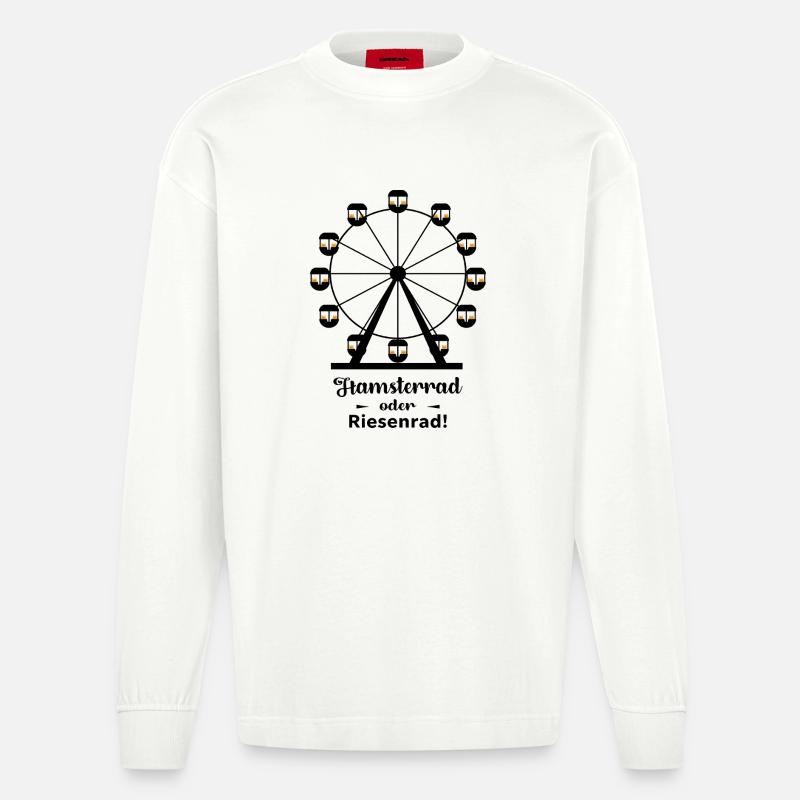 Hamsterrad oder Riesenrad - Heavyweight Oversized Organic Langarmshirt Made in EU - OFF WHITE