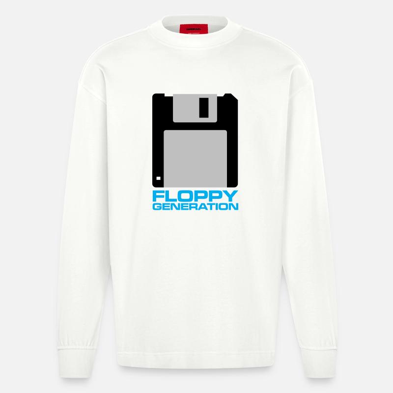 Diskette Generation 3.5 - Heavyweight Oversized Organic Langarmshirt Made in EU - OFF WHITE