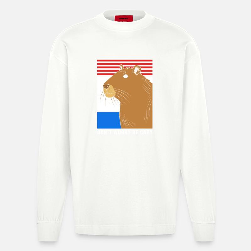Ne t’inquiète pas, sois capy capybara - Manches longues bio épais oversize fabriqué en UE - OFF WHITE