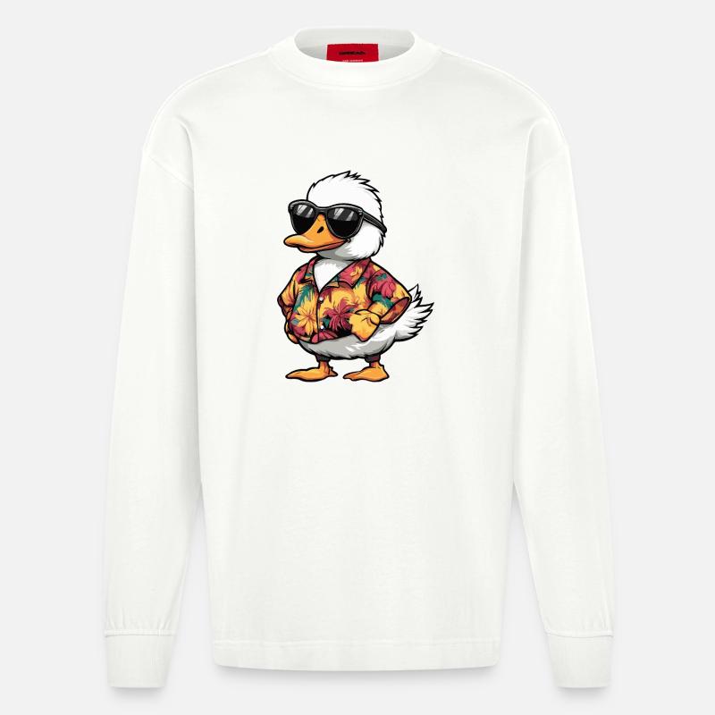 Vacances de la bande dessinée Goose - Manches longues bio épais oversize fabriqué en UE - OFF WHITE