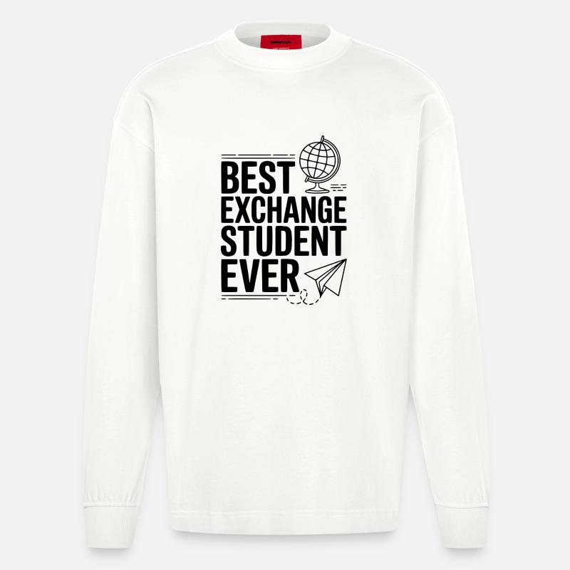 Bester Austauschstudent aller Zeiten - Heavyweight Oversized Organic Langarmshirt Made in EU - OFF WHITE