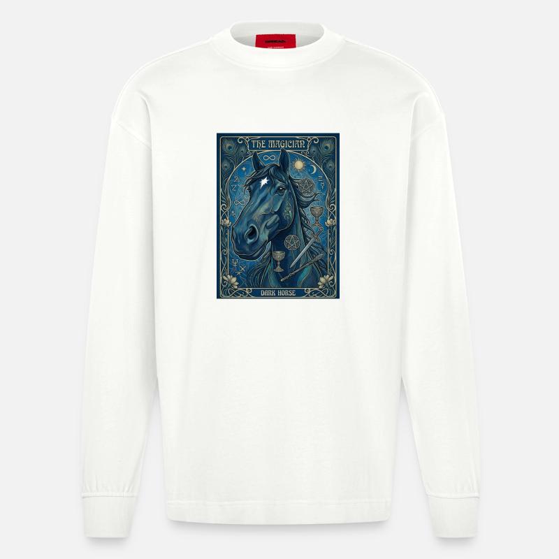 Le cheval, le magicien - Manches longues bio épais oversize fabriqué en UE - OFF WHITE