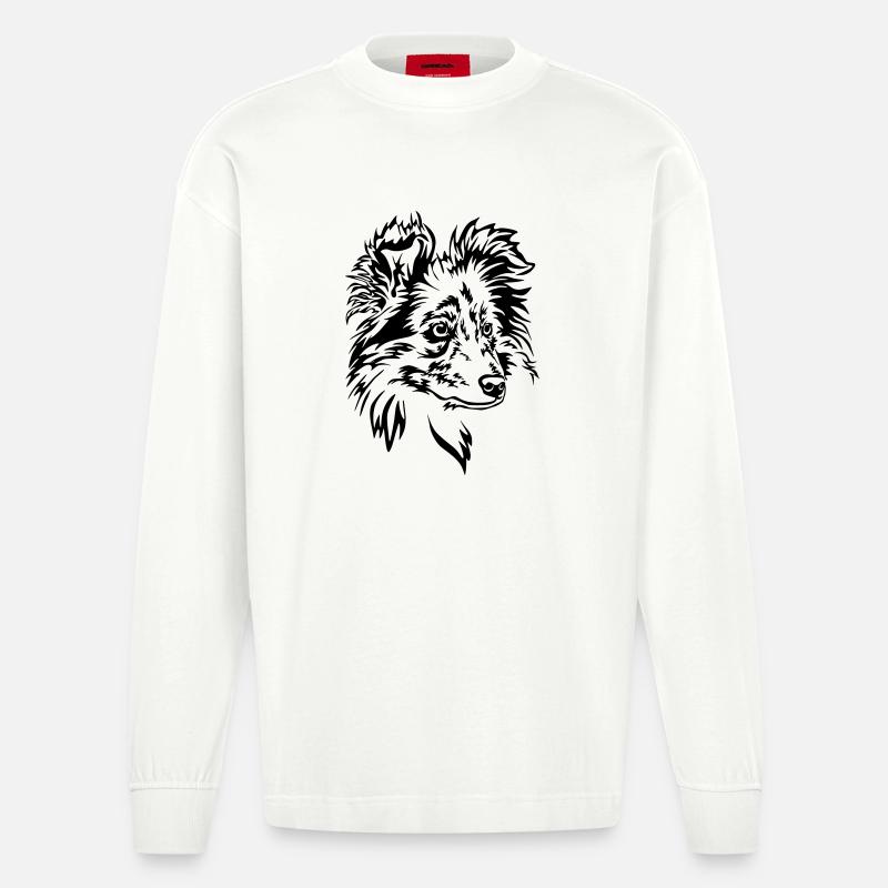 Sheltie Kopf - Manches longues bio épais oversize fabriqué en UE - OFF WHITE