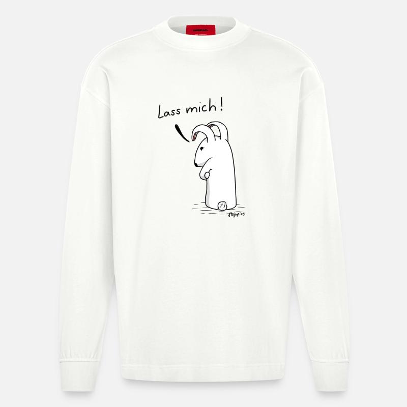 Grummelhase "Lass mich" - Heavyweight Oversized Organic Langarmshirt Made in EU - OFF WHITE