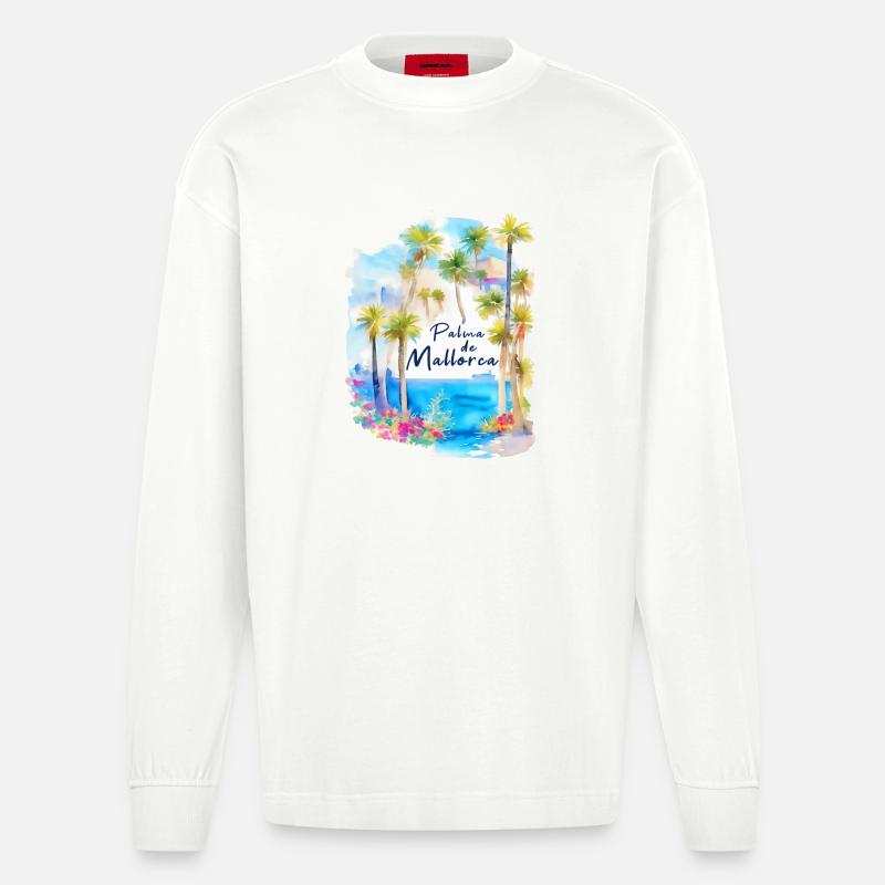 Palma de Mallorca - Heavyweight Oversized Organic Langarmshirt Made in EU - OFF WHITE