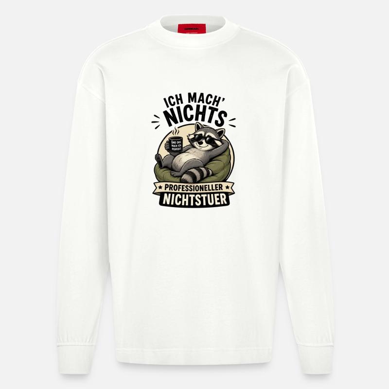 Relaxter Waschbär ProfiNichtstuer - Heavyweight Oversized Organic Langarmshirt Made in EU - OFF WHITE