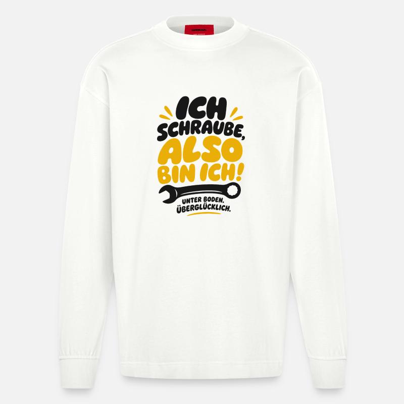 Also bin ich Schraube Spruch - Heavyweight Oversized Organic Langarmshirt Made in EU - OFF WHITE