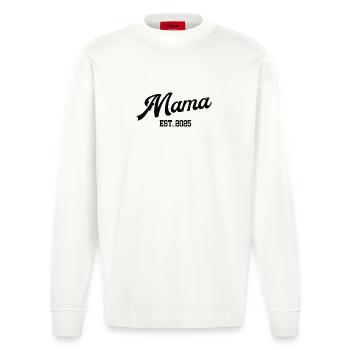 Mama 2025 Erster Muttertag Ich Werde Mutter Mom - Heavyweight Oversized Organic Langarmshirt Made in EU - OFF WHITE - Vorne