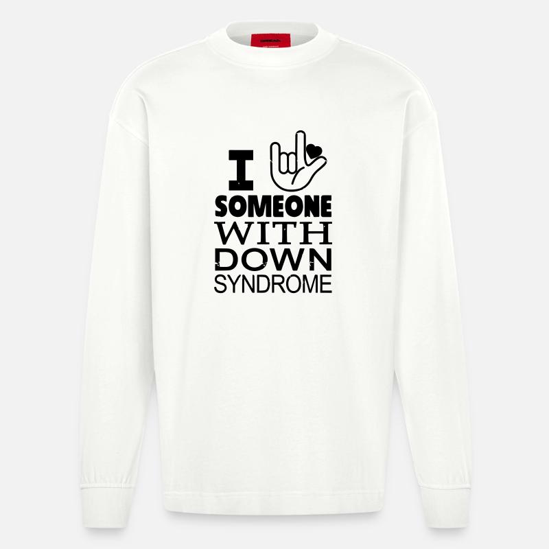 Amoureux du syndrome de Down - Manches longues bio épais oversize fabriqué en UE - OFF WHITE